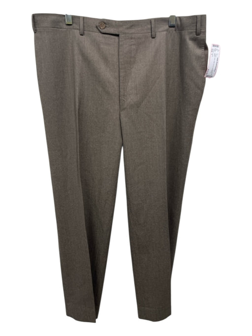 Canali Size 7 Brown Wool Solid Zip Fly Men's Pants Brown / 7