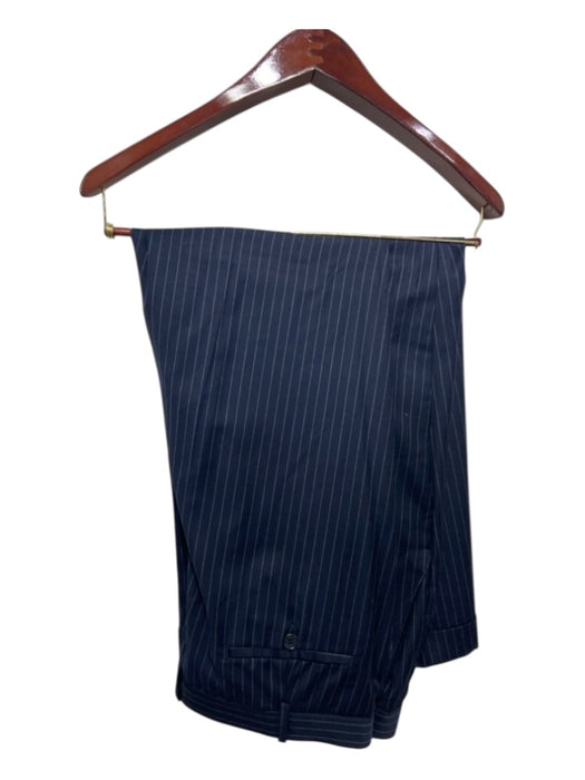 Miller Brothers Navy Wool Striped 2 Button Men's Suit 48