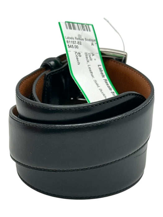 Coach Black Leather Solid Men's Belt Black