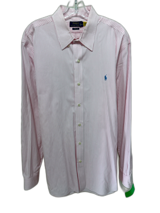 Polo Size XL Pink & White Cotton Striped Button Down Men's Long Sleeve Shirt Pink & White / XL