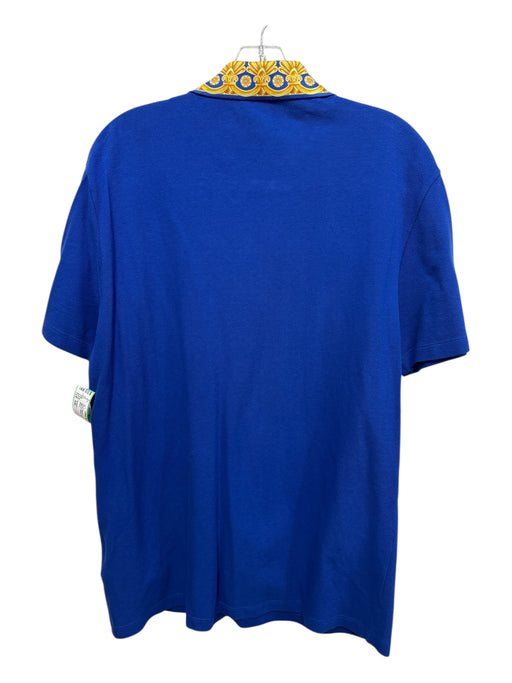 Versace Size XXL Blue & Yellow Viscose Polo Men's Short Sleeve Blue & Yellow / XXL
