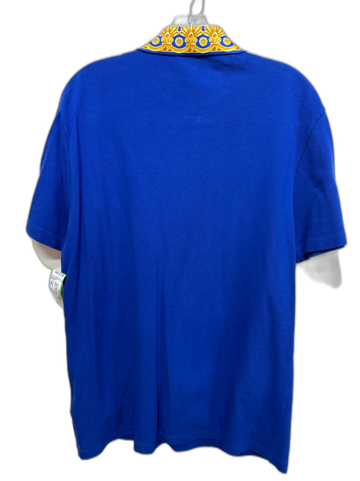 Versace Size XXL Blue & Yellow Viscose Polo Men's Short Sleeve Blue & Yellow / XXL