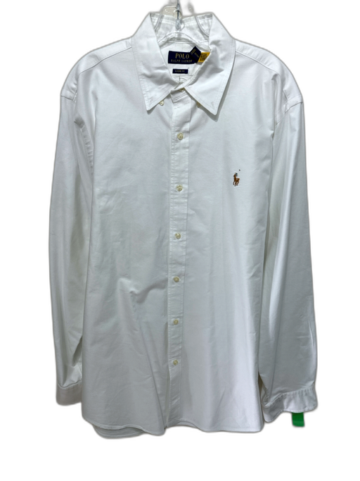Polo Size XL White Cotton Solid Button Down Men's Long Sleeve Shirt White / XL