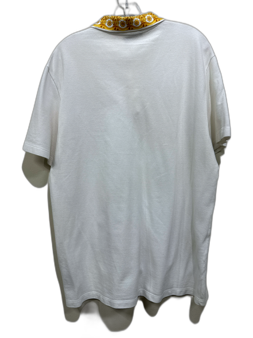 Versace Size 2XL White Cotton Solid Collar Detail Polo Men's Short Sleeve White / 2XL