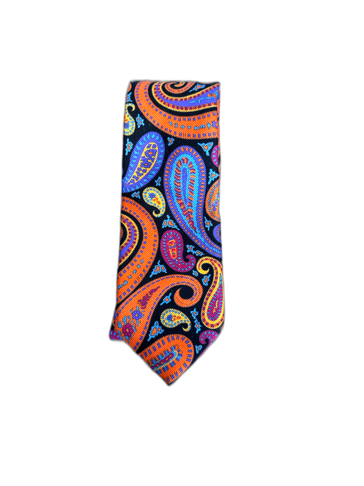 H Stockton Orange & Black Silk Paisley Men's Ties Orange & Black