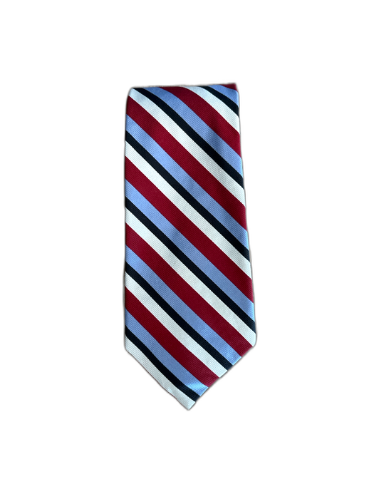 H Stockton Red & Blue Silk Striped Men's Ties Red & Blue