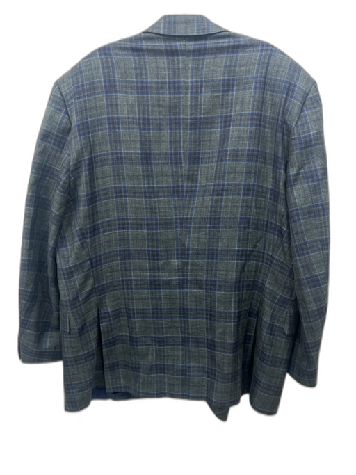 Peter Millar Blue & Green Wool Blend Plaid 2 Button Men's Blazer Blue & Green / 48R