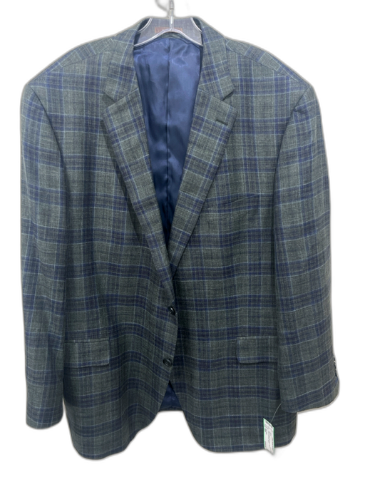 Peter Millar Blue & Green Wool Blend Plaid 2 Button Men's Blazer Blue & Green / 48R