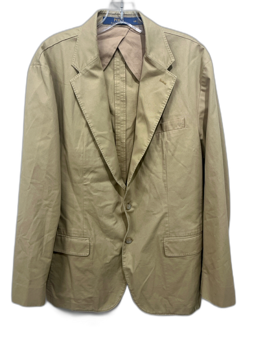 Polo Ralph Lauren Light Brown Polyester Blend Solid 2 Button Men's Blazer Light Brown / 46R