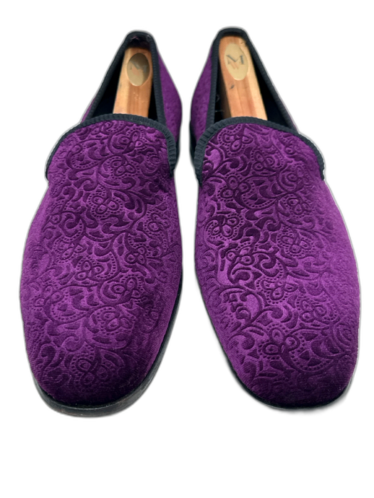Mezlan Shoe Size 10.5 Purple Velour Floral Slip On Men's Shoes Purple / 10.5