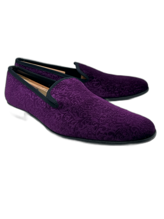 Mezlan Shoe Size 10.5 Purple Velour Floral Slip On Men's Shoes Purple / 10.5