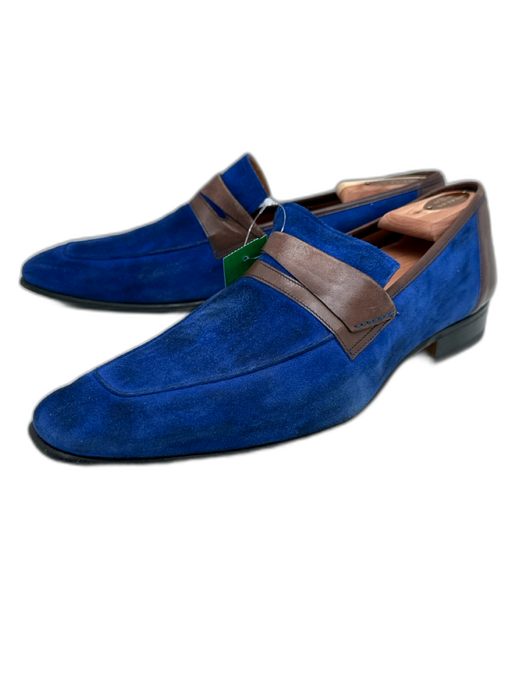 Mezlan Shoe Size 9.5 Blue Suede Solid Loafer Slip On Men's Shoes Blue / 9.5