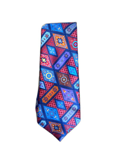 Zegna Red & Blue Silk Abstract Men's Ties Red & Blue