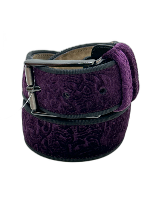 Mezlan Purple Velour Textured Men's Belt Purple