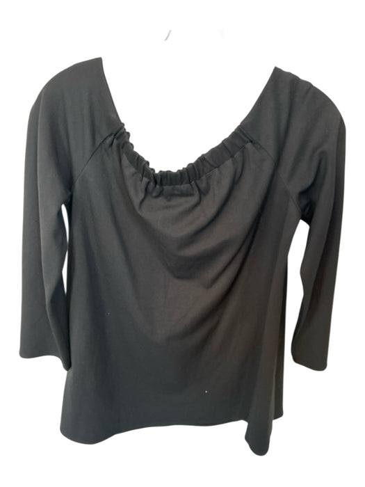 Tuckernuck Size M Black Rayon Blend Long Sleeve Off Shoulder Top Black / M