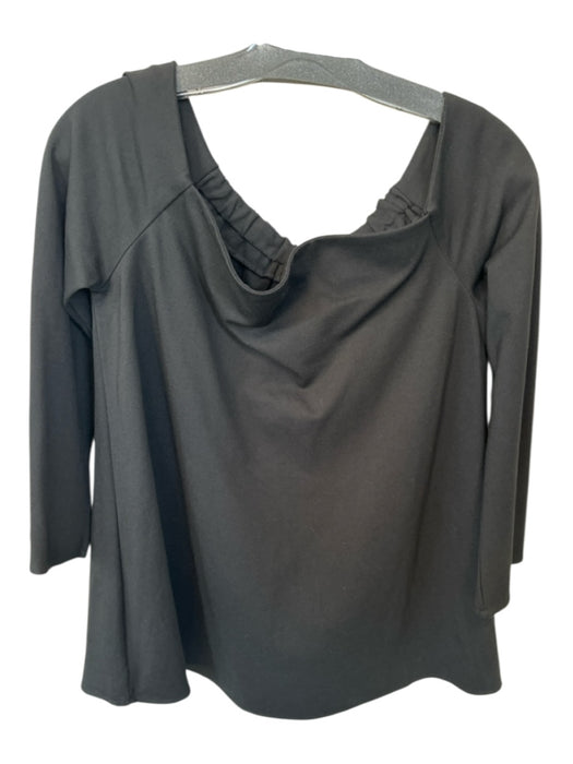 Tuckernuck Size M Black Rayon Blend Long Sleeve Off Shoulder Top Black / M