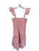 Sail To Sable Size M Pink & Tan Cotton Flutter Sleeves Seashells Smocked Dress Pink & Tan / M