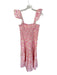 Sail To Sable Size M Pink & Tan Cotton Flutter Sleeves Seashells Smocked Dress Pink & Tan / M