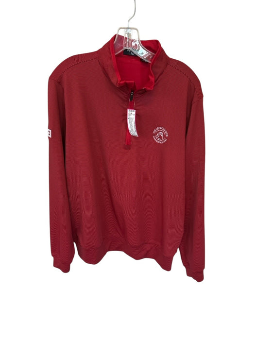 Bryon Nelson Red & Black polyester & spandex Stripes Quarter Zip Men's Pullover Red & Black / M