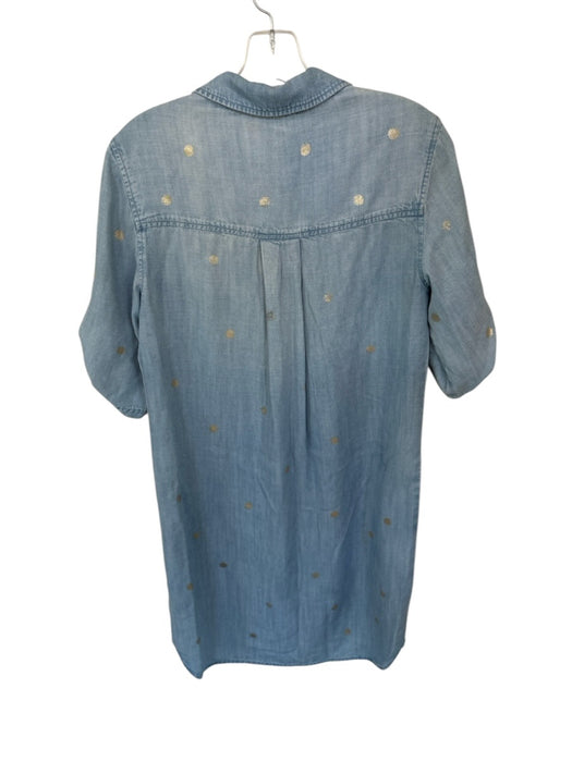 Cloth & Stone Size XS Light Wash Tencel Lyocell Gold Accents Polka Dot Dress Light Wash / XS