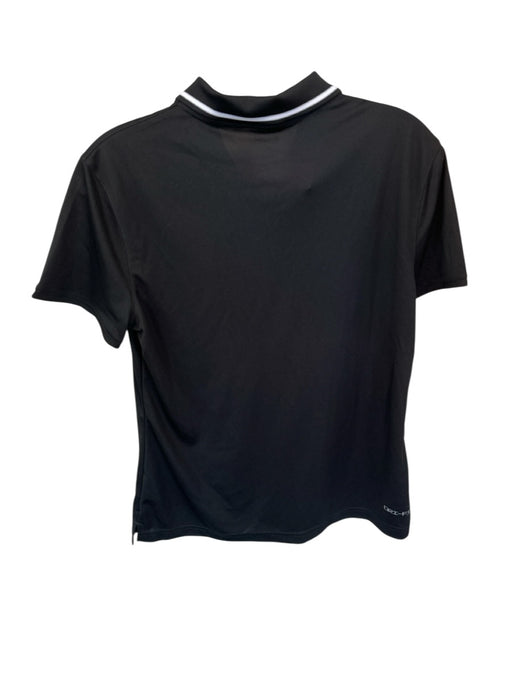 Nike Size M Black Polyester Quarter Button Georgia Motif Collar Athletic Top Black / M