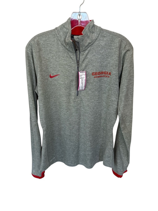 Nike Size M Grey & Red Polyester Blend Quarter Zip Georgia Motif Heathered Top Grey & Red / M