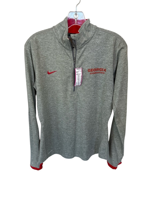 Nike Size M Grey & Red Polyester Blend Quarter Zip Georgia Motif Heathered Top Grey & Red / M