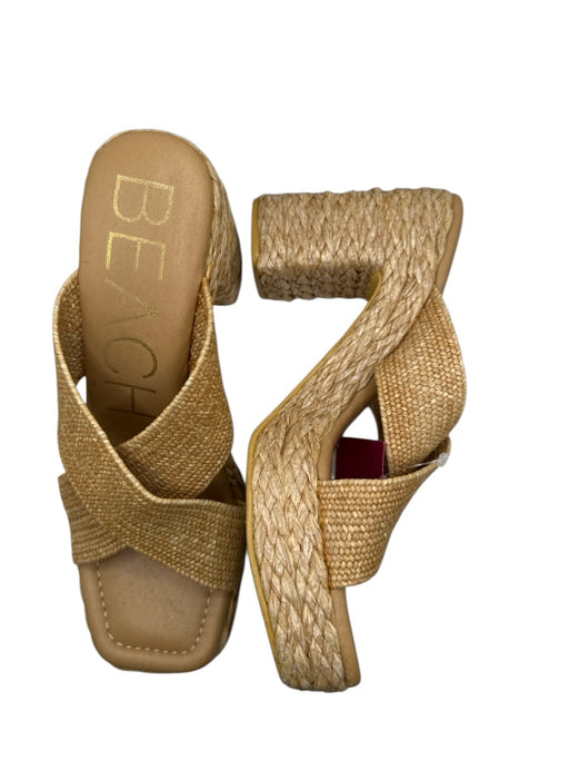Beach by Matisse Shoe Size 8 Tan Woven Crossed Straps Platform Block Heel Heels Tan / 8