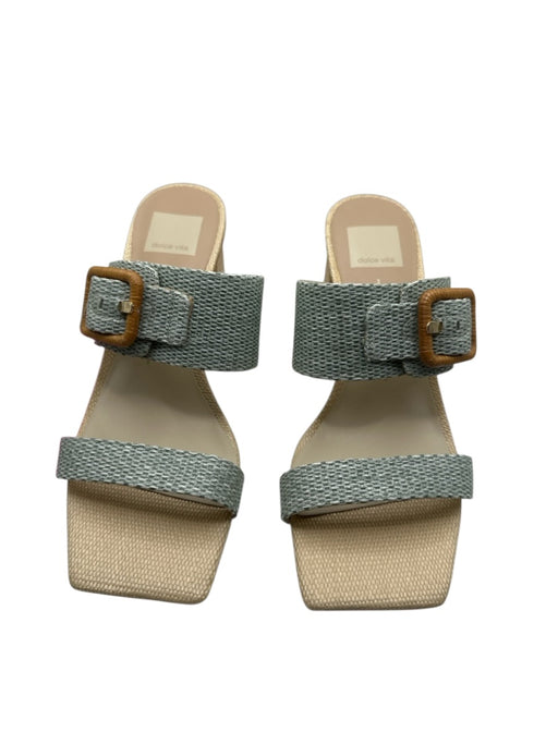 Dolce Vita Shoe Size 8 Teal & Tan Woven Block Heel Buckle Detail Heels Teal & Tan / 8