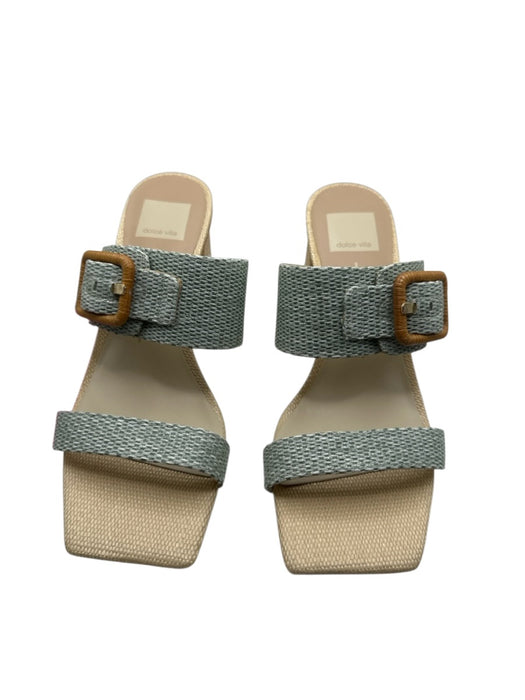 Dolce Vita Shoe Size 8 Teal & Tan Woven Block Heel Buckle Detail Heels Teal & Tan / 8