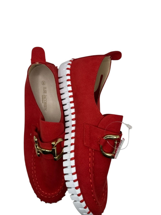Ilse Jacobsen Shoe Size 38 Red & White Gold Hardware Slip On Loafers Red & White / 38