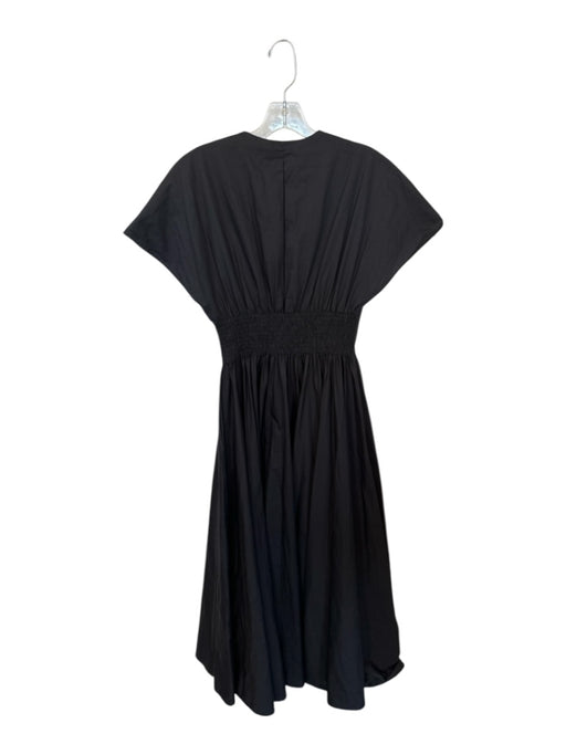Meimeij Size Est S Black Cotton V Neck Belted Short Sleeve Maxi Dress Black / Est S