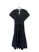 Meimeij Size Est S Black Cotton V Neck Belted Short Sleeve Maxi Dress Black / Est S