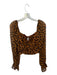 Free People Size S Brown & Black Polyester Dot Print Long Sleeve Cropped Top Brown & Black / S
