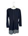 Lela Rose Size L Navy Blue & White Viscose Stitch Detail Stripe Dress Navy Blue & White / L