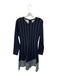 Lela Rose Size L Navy Blue & White Viscose Stitch Detail Stripe Dress Navy Blue & White / L