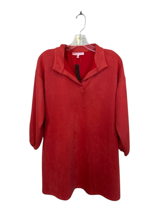 Jude Connally Size M Burnt Orange Polyester Suede Pockets Long Sleeve Dress Burnt Orange / M