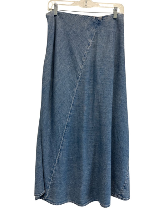 Rag & Bone Size 4 Medium Wash Cotton & Lyocell Side Zip Asymmetrical Midi Skirt Medium Wash / 4