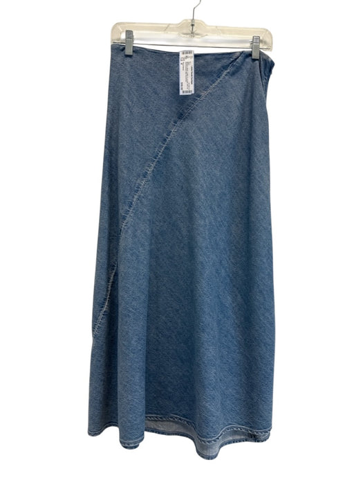 Rag & Bone Size 4 Medium Wash Cotton & Lyocell Side Zip Asymmetrical Midi Skirt Medium Wash / 4