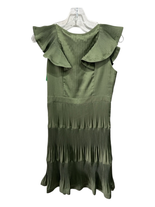 Derek Lam 10 Crosby Size 4 Green Polyester Ruffle Cap Sleeve Pleats Ruffle Dress Green / 4