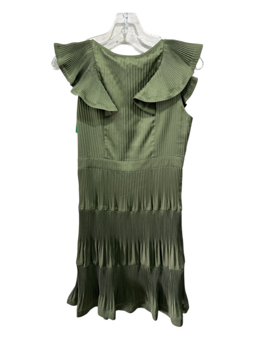 Derek Lam 10 Crosby Size 4 Green Polyester Ruffle Cap Sleeve Pleats Ruffle Dress Green / 4