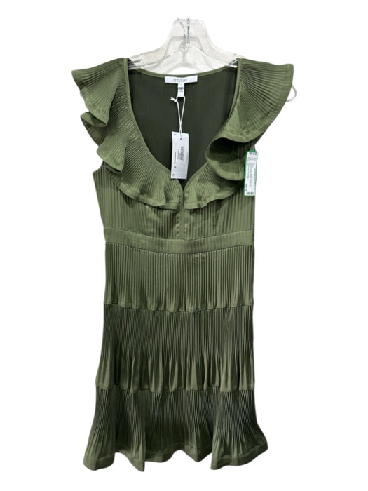 Derek Lam 10 Crosby Size 4 Green Polyester Ruffle Cap Sleeve Pleats Ruffle Dress Green / 4