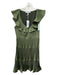 Derek Lam 10 Crosby Size 4 Green Polyester Ruffle Cap Sleeve Pleats Ruffle Dress Green / 4