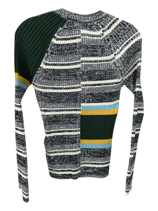 Victoria Beckham Size 2 White, Black, Multi Cotton & Viscose Long Sleeve Sweater White, Black, Multi / 2