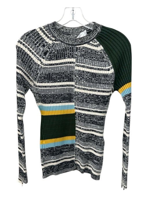 Victoria Beckham Size 2 White, Black, Multi Cotton & Viscose Long Sleeve Sweater White, Black, Multi / 2