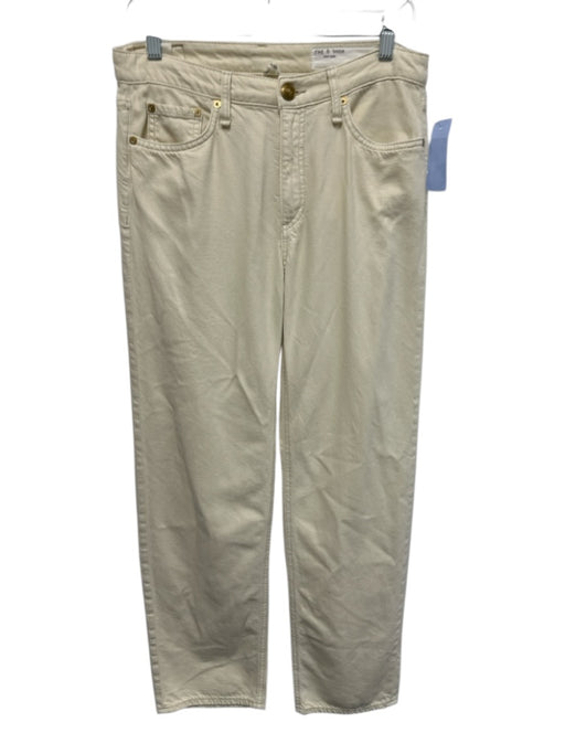 Rag & Bone Size 26 Ecru Cream Cotton Denim Zip Fly Mid Rise Slim Straight Jeans Ecru Cream / 26