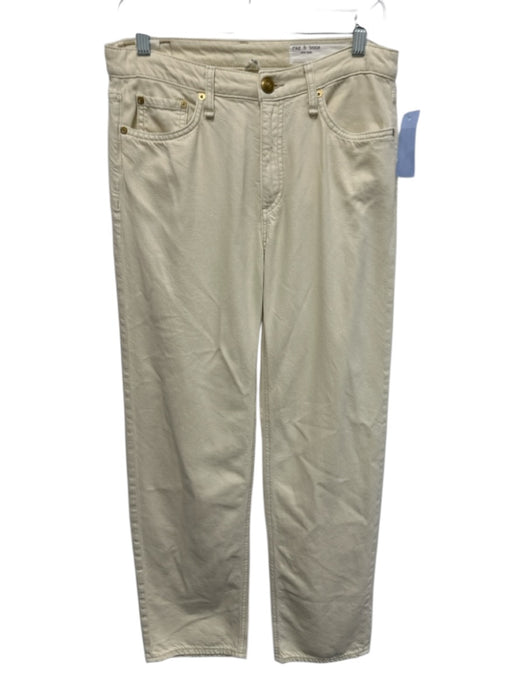 Rag & Bone Size 26 Ecru Cream Cotton Denim Zip Fly Mid Rise Slim Straight Jeans Ecru Cream / 26
