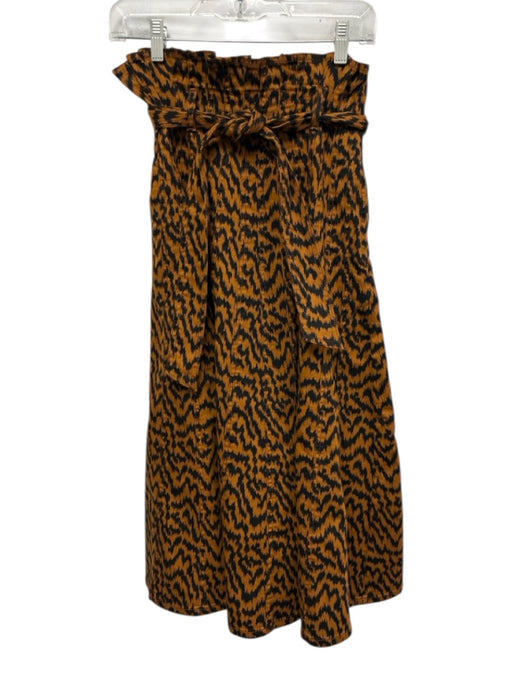 Ulla Johnson Size 4 Brown & Black Cotton Paper Bag Waist Abstract Print Skirt Brown & Black / 4