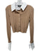 SER.O.YA Size XS Tan & White Viscose Blend Long Sleeve Cable Knit Mini Short Set Tan & White / XS