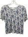 Love Shack Fancy Size XS Blue & Cream Viscose Short Sleeve Floral Cropped Top Blue & Cream / XS